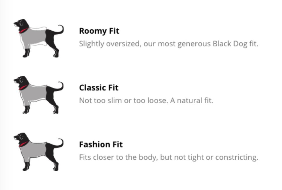 The Black Dog Fit Chart